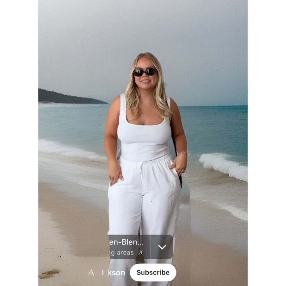 Charter Club Woman 100% Linen Pants S 18  Classic Fit Crop Wide  Coastal Beachy